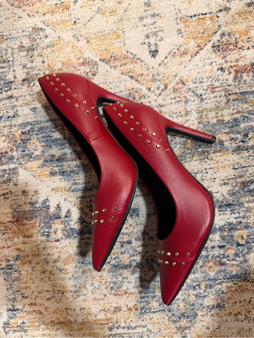 GUESS Red Pumps with Gold Studs Size 7.5